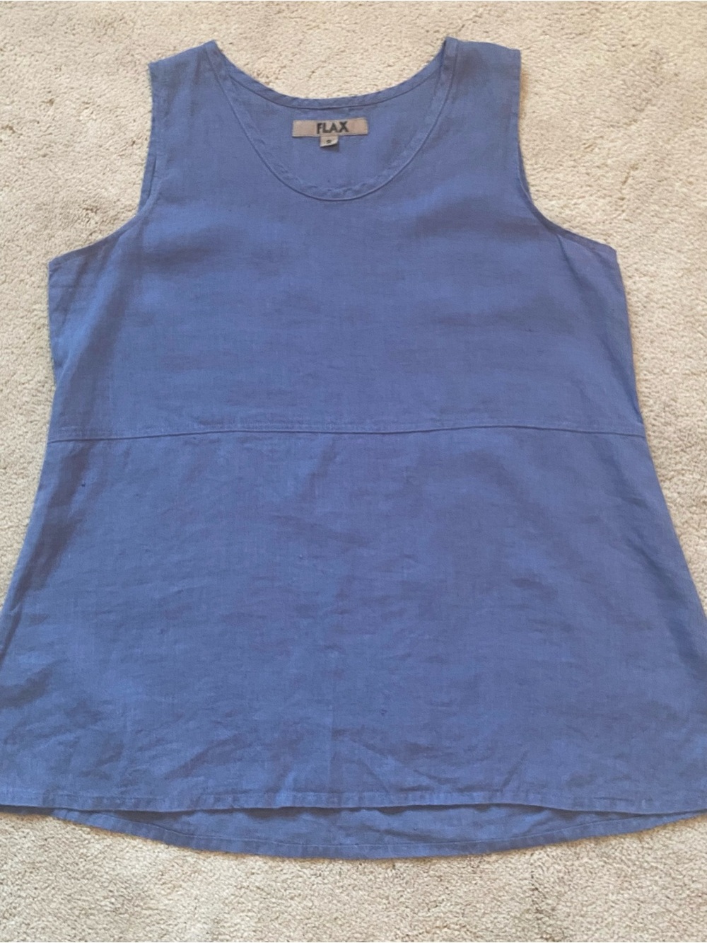 Flax Linen Sleeveless Tank Style Shirt Top in Blue